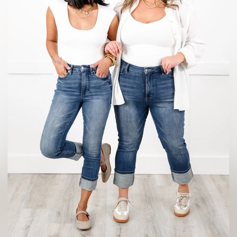 Judy Blue HR Tummy Control Straight Skinny Capris Lifting Adjustable Various NEW